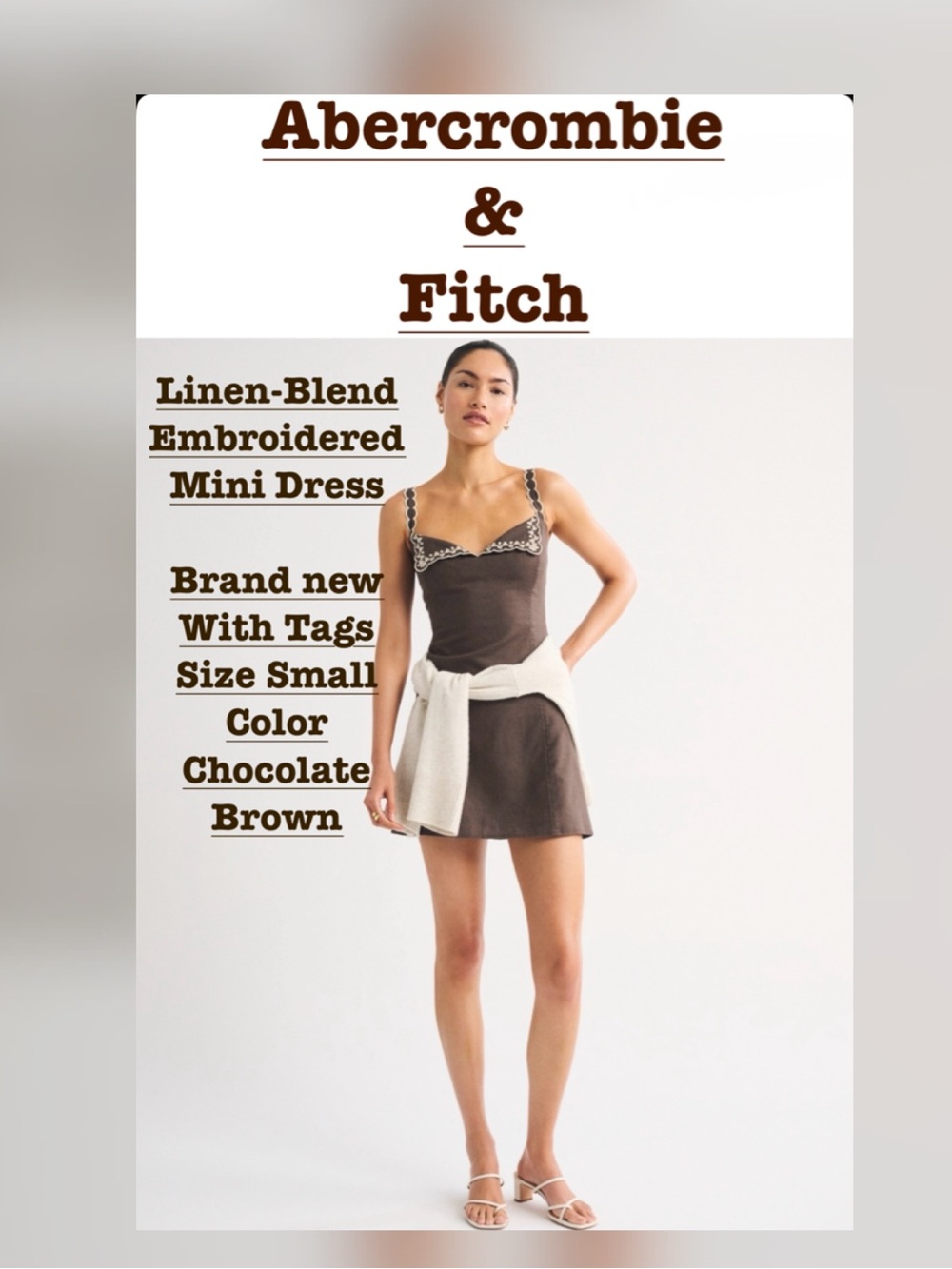 Abercrombie & Fitch Embroidered Linen-Blend Mini Dress